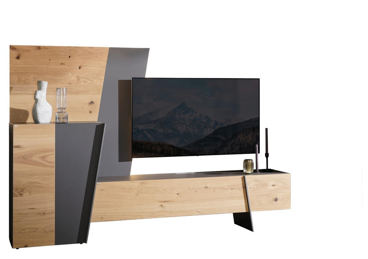 LOWBOARD Graphitfarben, Wildeiche  251/162/45,7 cm  - Wildeiche/Anthrazit, Natur, Holz/Holzwerkstoff (251/162/45,7cm) - Voglauer