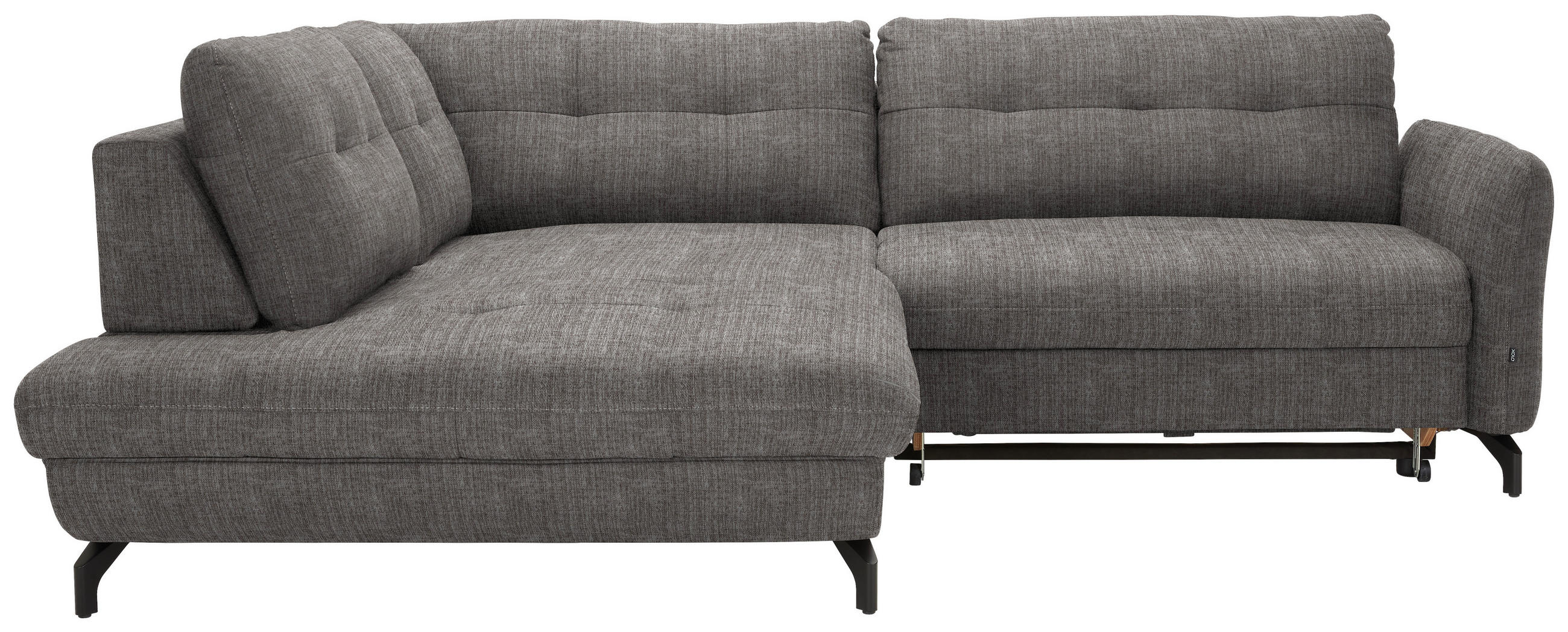 ECKSOFA in Flachgewebe, Leinenoptik Taupe  - Taupe/Schwarz, Design, Textil/Metall (208/247cm) - Xora