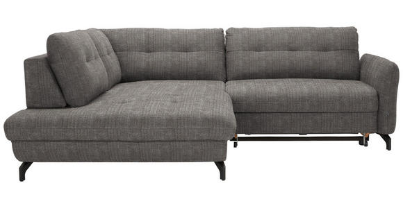 ECKSOFA in Flachgewebe, Leinenoptik Taupe  - Taupe/Schwarz, Design, Textil/Metall (208/247cm) - Xora