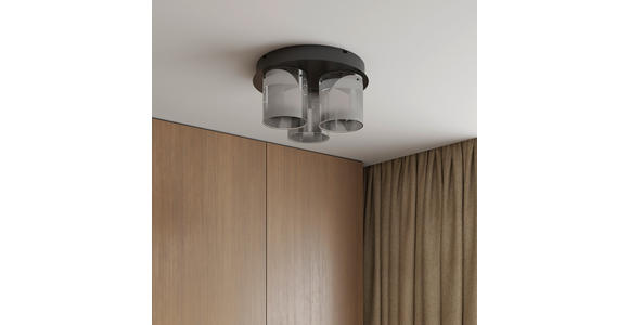 LED-DECKENLEUCHTE 49/25 cm   - Schwarz, Design, Glas/Metall (49/25cm) - Dieter Knoll