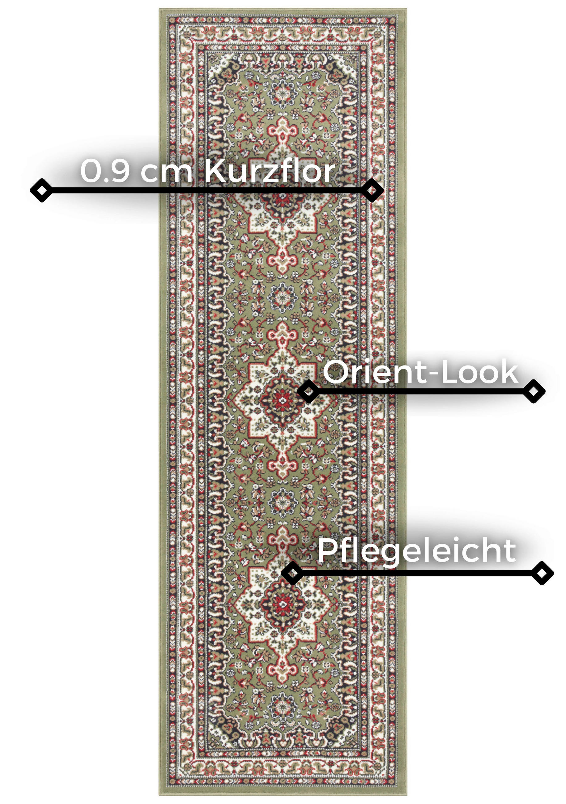 LÄUFER 80/250 cm Mirkan  - Multicolor/Olivgrün, Basics, Kunststoff/Textil (80/250cm)