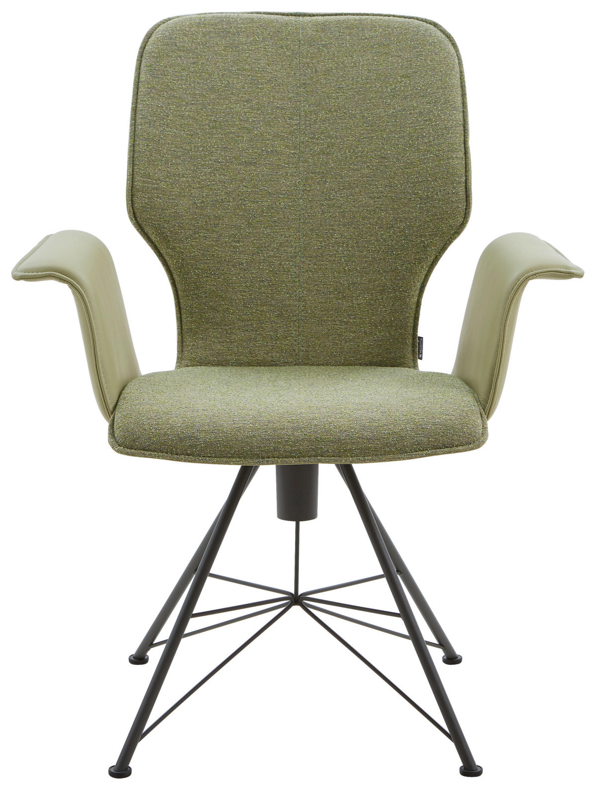 ARMLEHNSTUHL  in beflockt Echtleder pigmentiert  - Dunkelgrau/Olivgrün, Design, Leder/Textil (73/95/63cm) - Musterring