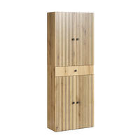 HOCHSCHRANK 70/186/31 cm  - Eichefarben/Schwarz, Trend, Holzwerkstoff/Kunststoff (70/186/31cm) - MID.YOU