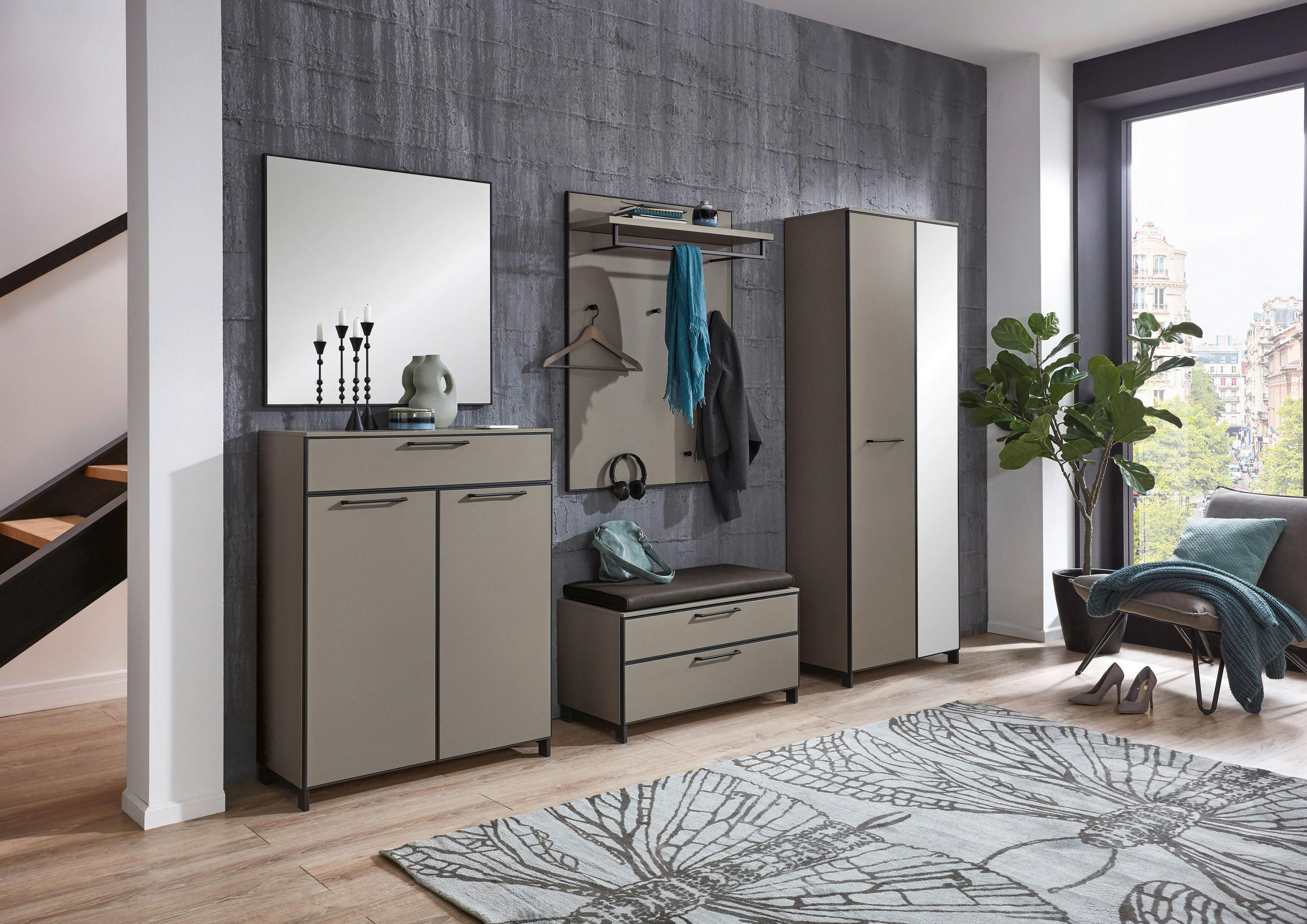 GARDEROBENSCHRANK Anthrazit, Fango - Fango/Anthrazit, Design, Holzwerkstoff/Metall (70/192/37cm)