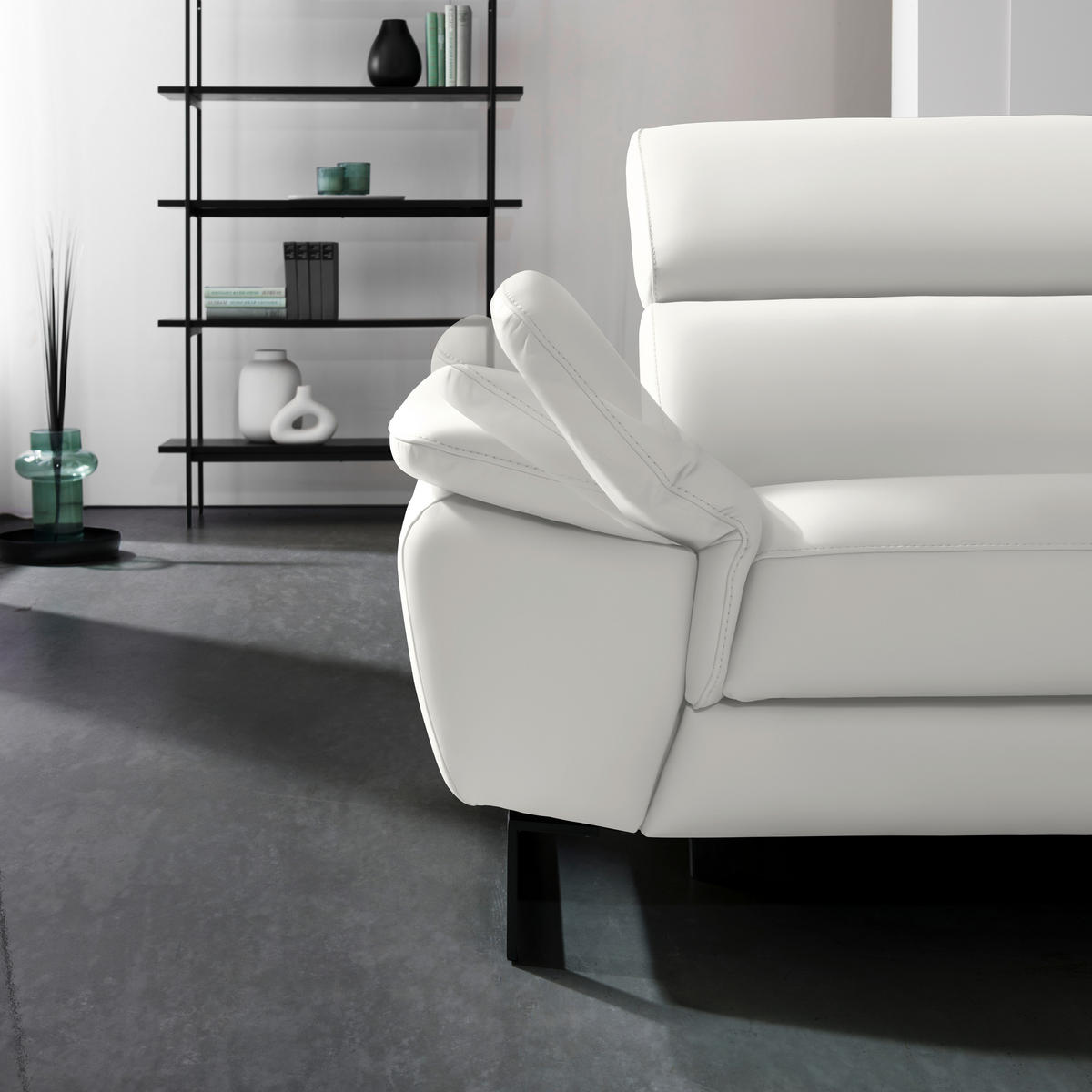ECKSOFA in Echtleder Creme  - Creme/Schwarz, Design, Leder/Metall (225/281cm) - Celina Home
