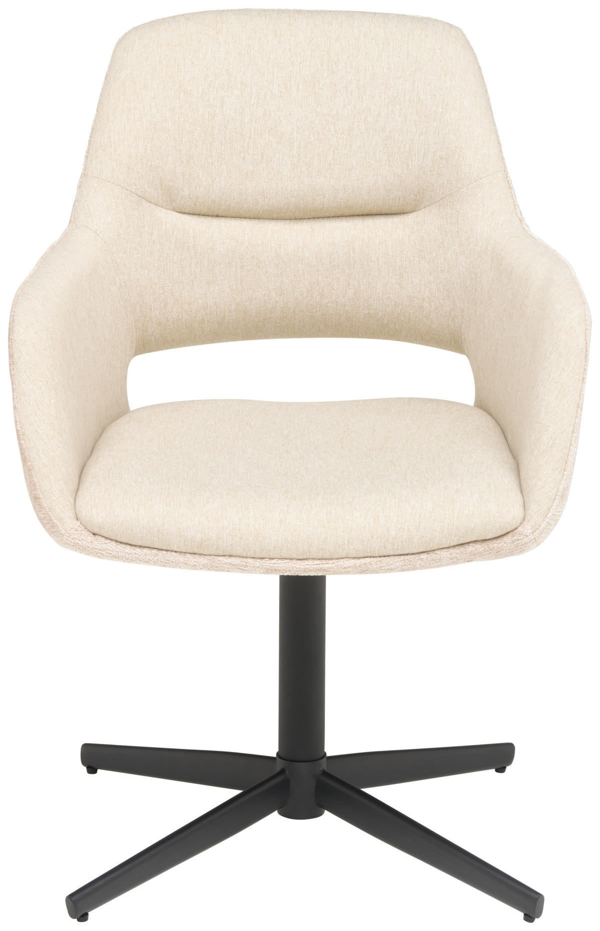 ARMLEHNSTUHL  in Eisen Chenille, Leinenoptik  - Beige/Schwarz, KONVENTIONELL, Textil/Metall (61/85/63cm) - MID.YOU