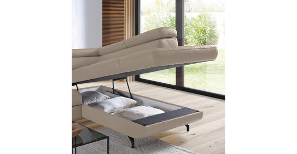 ECKSOFA in Echtleder Creme  - Creme/Schwarz, Design, Leder/Metall (270/220cm) - Novel