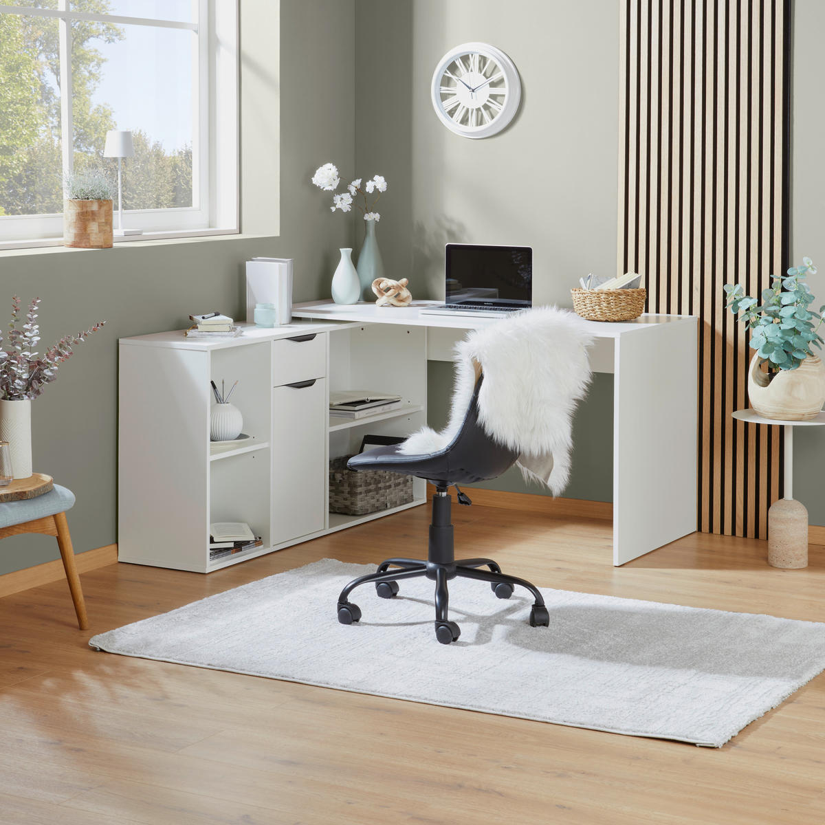 PISALNA MIZA leseni material bela  - črna/bela, Moderno, kovina/leseni material (136,8/74,2/135cm) - Livetastic