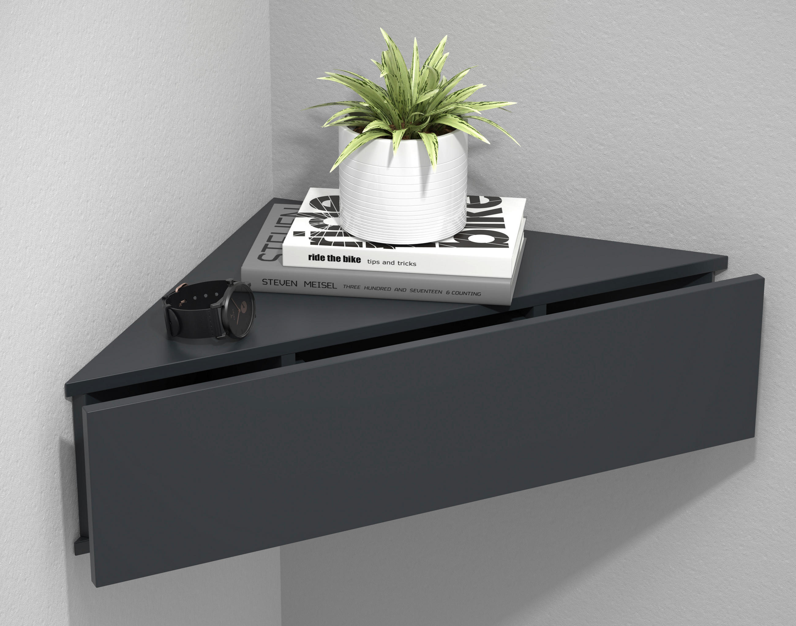 Thumbnail - Mid.you Nachtschrank, Anthrazit, Holzwerkstoff, 1 Schublade(n) Schubladen, 60x15x42.4 cm, Schlafzimmer, Nachttische