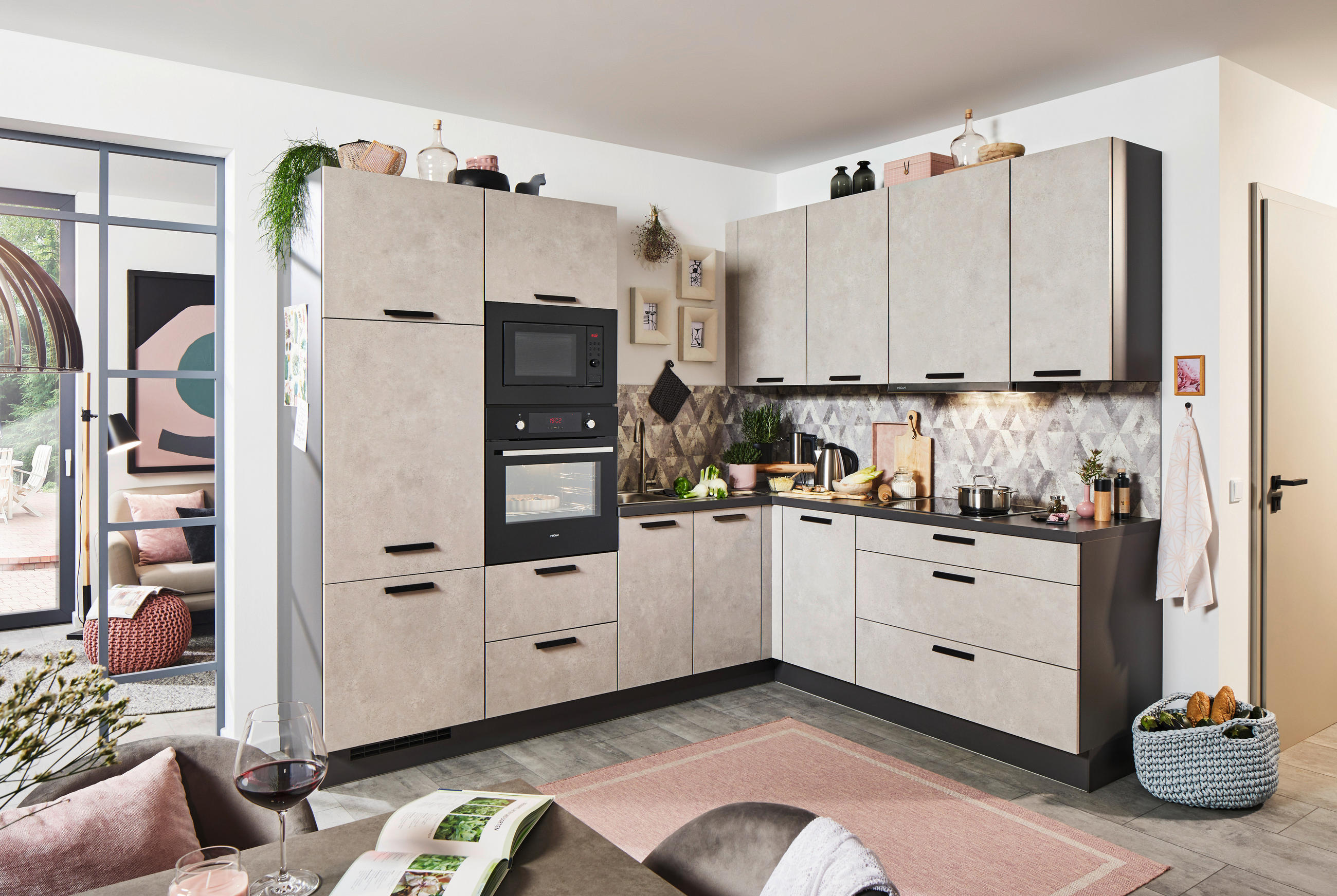 KUCHYNSKÁ LINKA RILEY 265 - piesková/bridlicová, Design, kompozitné drevo (265/210cm) - Celina