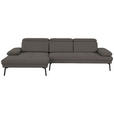 ECKSOFA Ottomane links, Eckteil  More_LZ Anthrazit Webstoff  - Anthrazit/Schwarz, Design, Textil/Metall (188/296cm) - Xora