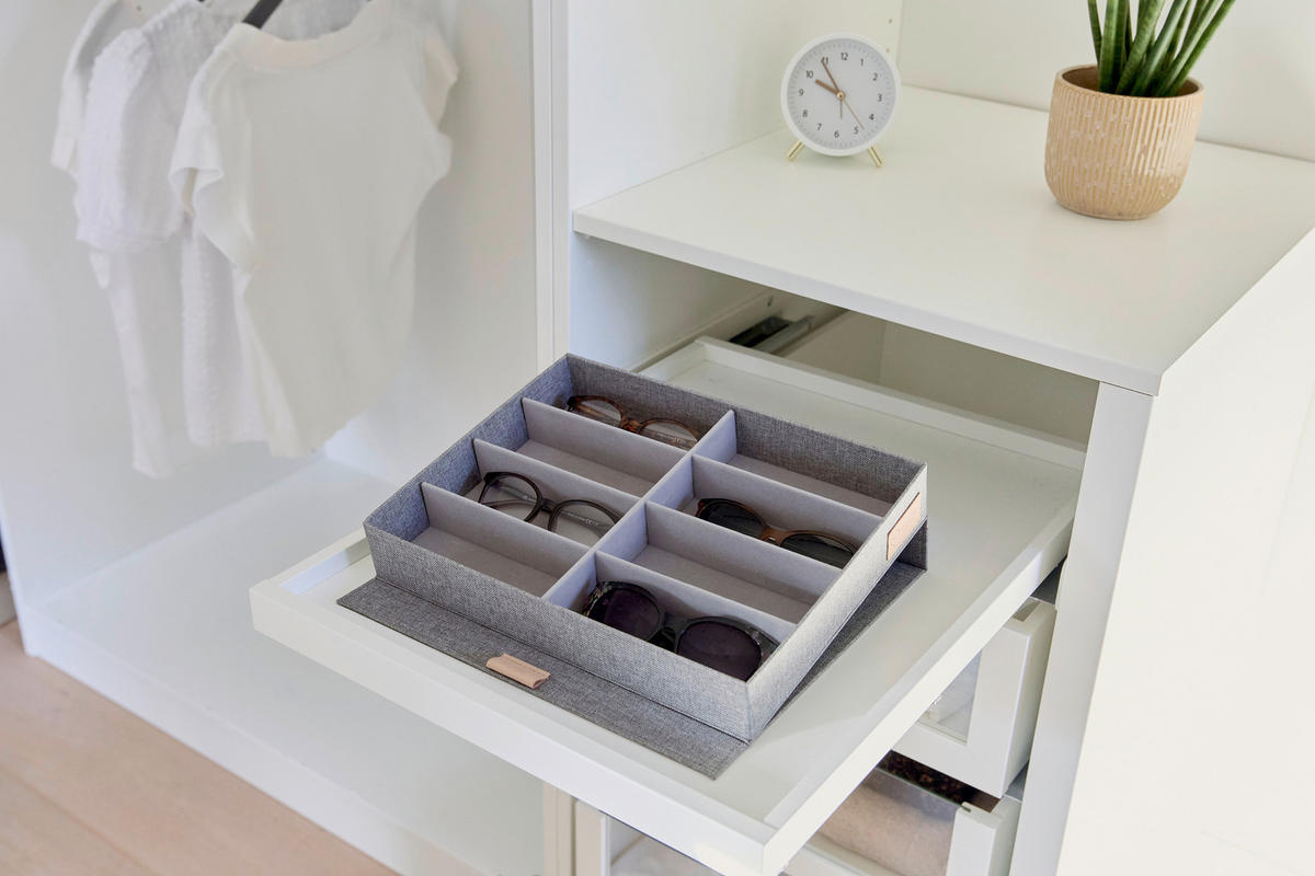 BRILLENBOX - Hellgrau, Basics, Karton/Textil (32/25/5,5cm) - Store It