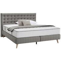 POSTEL BOXSPRING, 120/200 cm, světle šedá - světle šedá/přírodní barvy, Design, dřevo/textil (120/200cm) - Carryhome