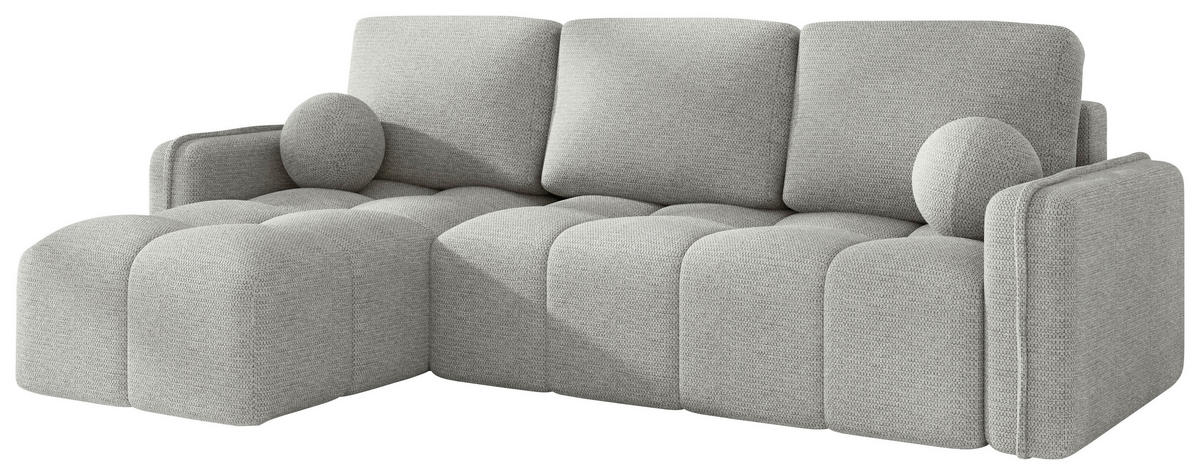 ECKSOFA  in Flachgewebe Hellgrau  - Hellgrau/Schwarz, MODERN, Kunststoff/Textil (142/240cm) - Carryhome