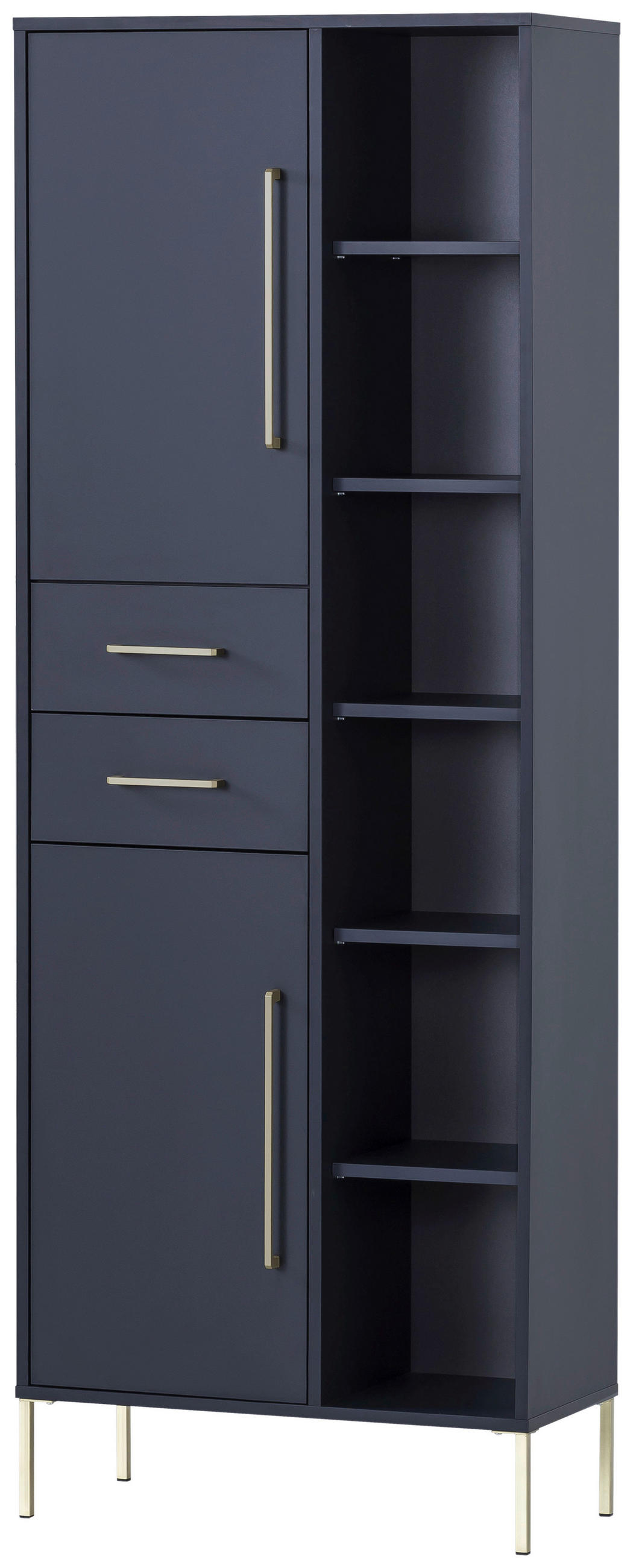 HOCHSCHRANK 67,1/184,3/33,1 cm  - Goldfarben/Dunkelblau, MODERN, Holzwerkstoff/Metall (67,1/184,3/33,1cm) - Stylife