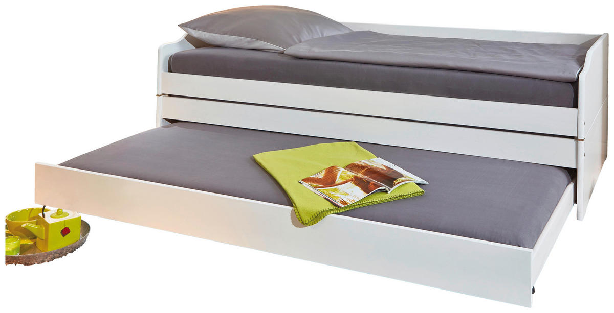 AUSZIEHBETT 90/200 cm Weiss  - Weiss/Naturfarben, Konventionell, Holz (90/200cm) - MID.YOU