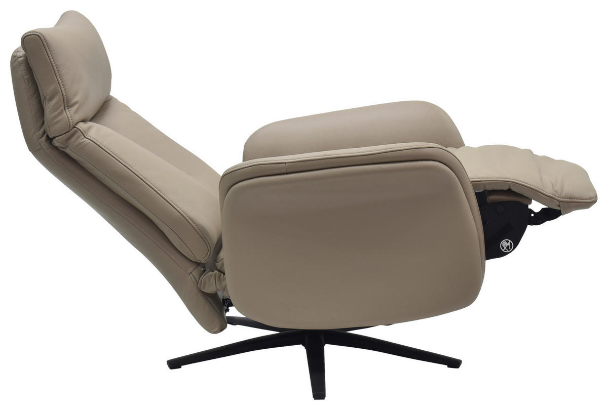 RELAXSESSEL Echtleder    - Schwarz/Grau, Design, Leder/Holz (75/109/84/148/84cm) - Livetastic