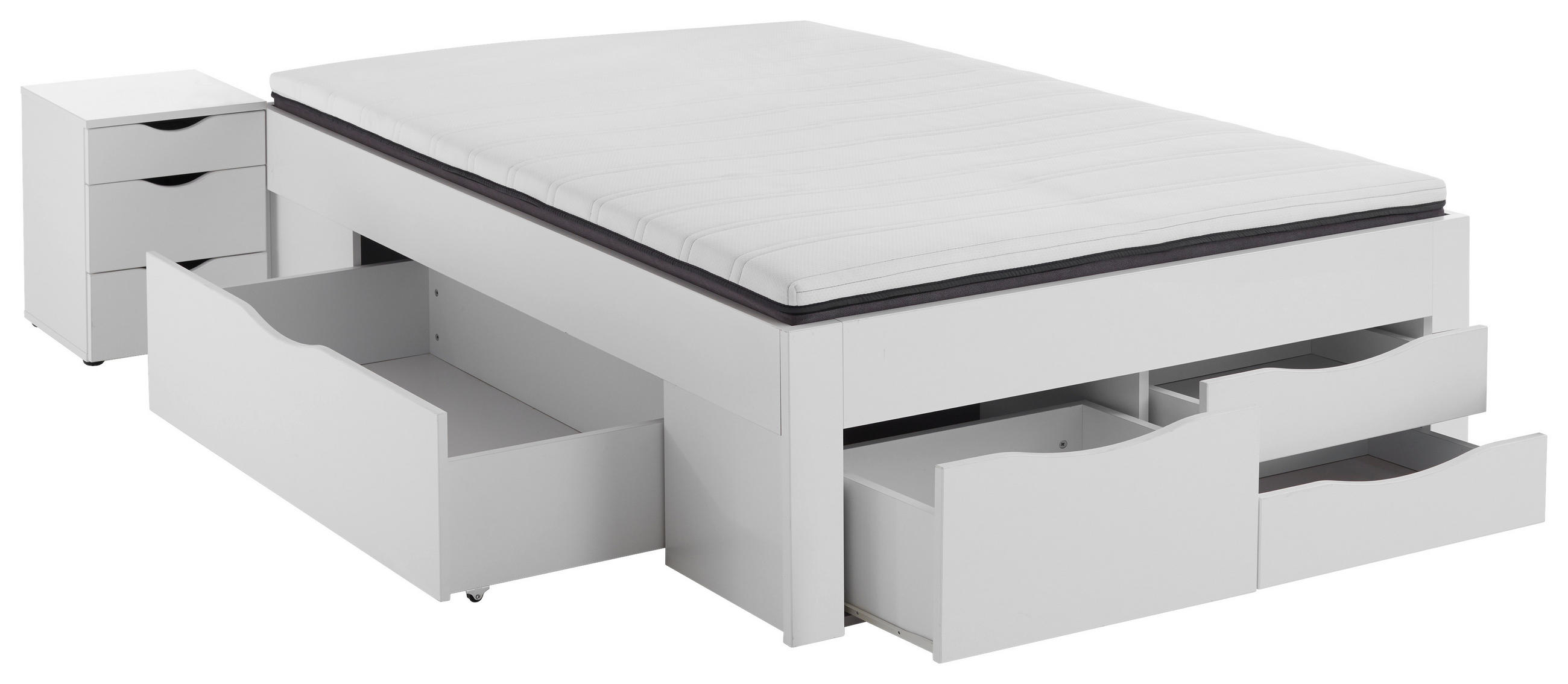 STAURAUMBETT 140/200 cm in Weiß - Weiß, KONVENTIONELL, Holzwerkstoff (140/200cm) - Boxxx