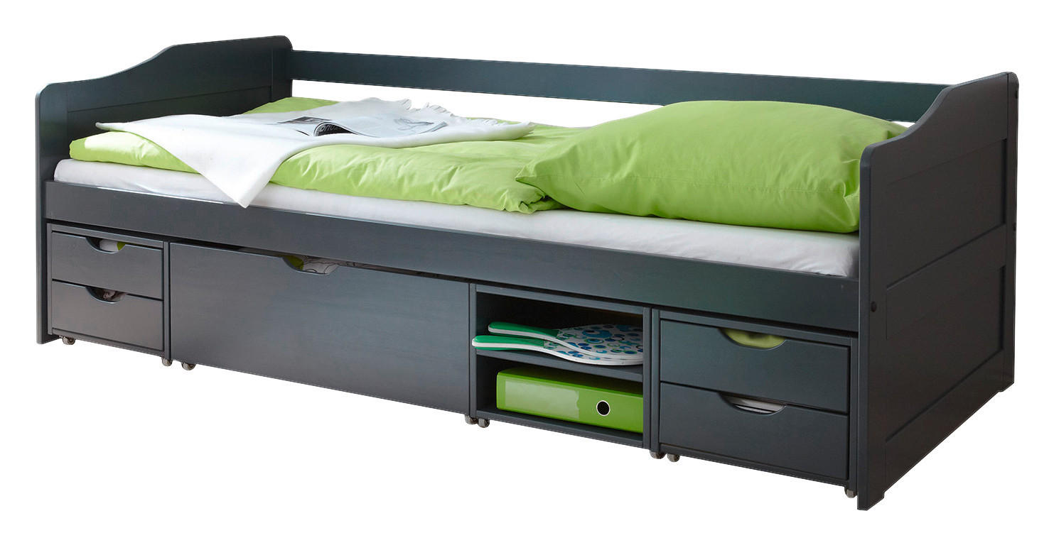 STAURAUMBETT 90/200 cm  in Dunkelgrau  - Dunkelgrau, MODERN, Holz (90/200cm) - MID.YOU