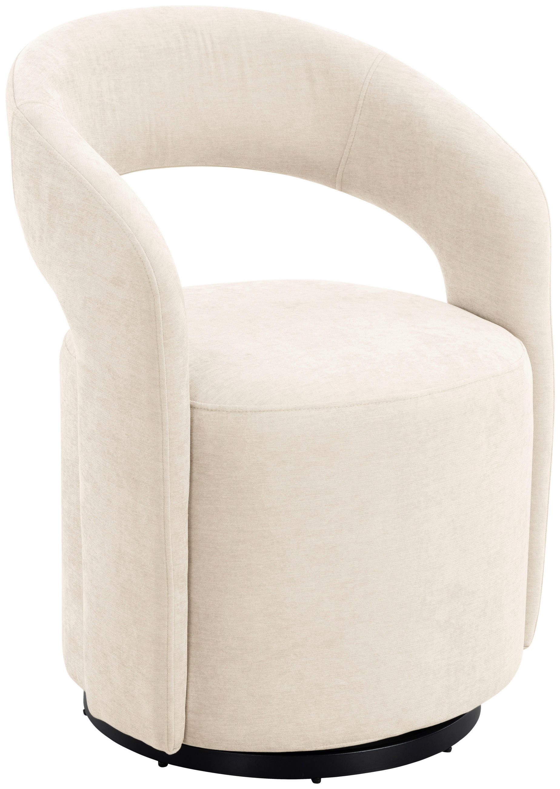 ARMLEHNSTUHL  Sitzfläche 360° drehbar, inklusive Armlehnen Leinenoptik  Schwarz, Beige  - Beige/Schwarz, Design, Textil/Metall (60/81/60,5cm) - Milino