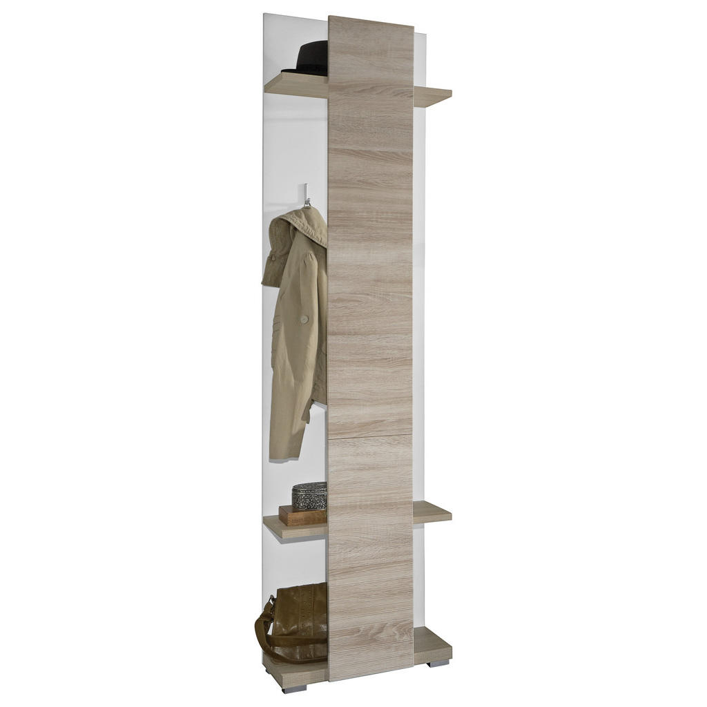 Thumbnail - Xora Garderobenpaneel, Weiß, Eiche, Holzwerkstoff, 50x207x30 cm, Aufhängemöglichkeit, Hutablage, Garderobe, Garderobenpa...