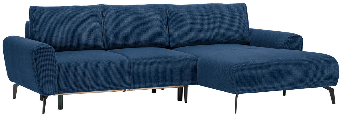 ECKSOFA in Webstoff Blau  - Blau/Schwarz, Design, Textil/Metall (272/170cm) - Welnova