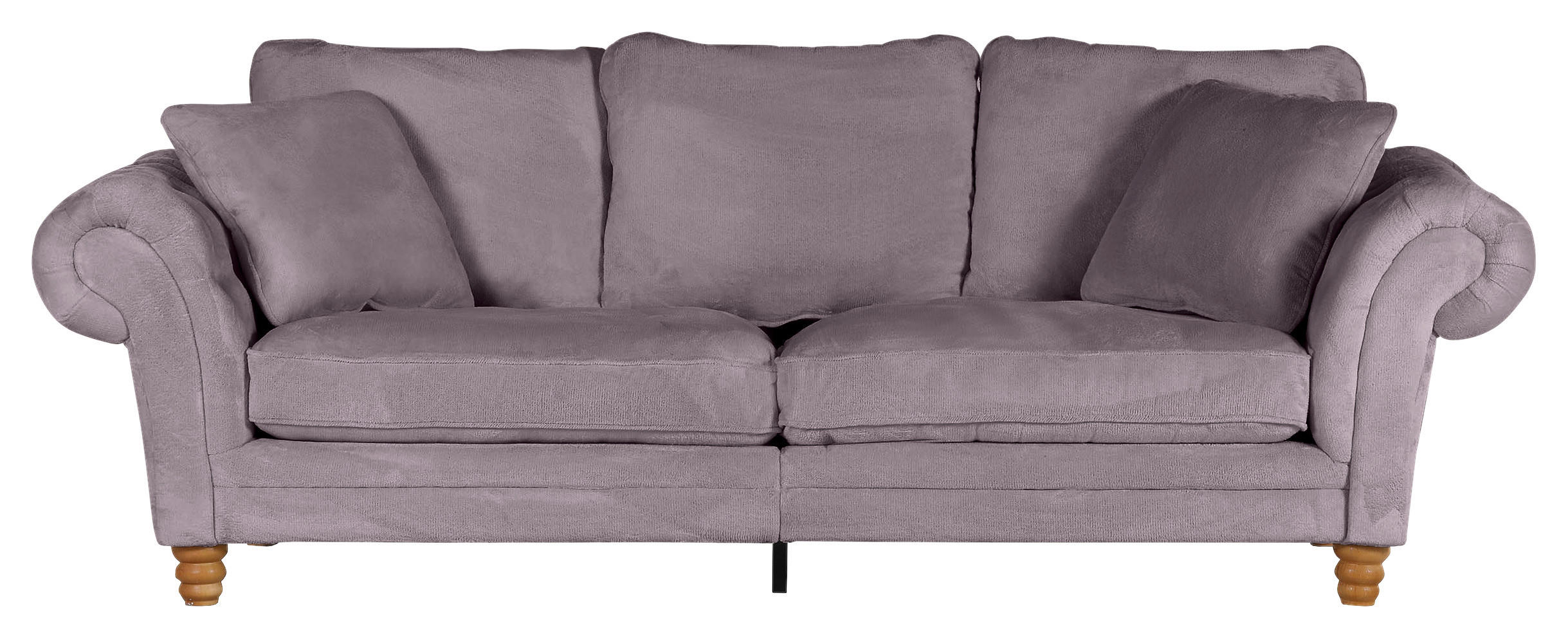 BIG SOFFA i plysch grå  - furufärgad/grå, Trend, trä/textil (273/85/110cm) - MID.YOU