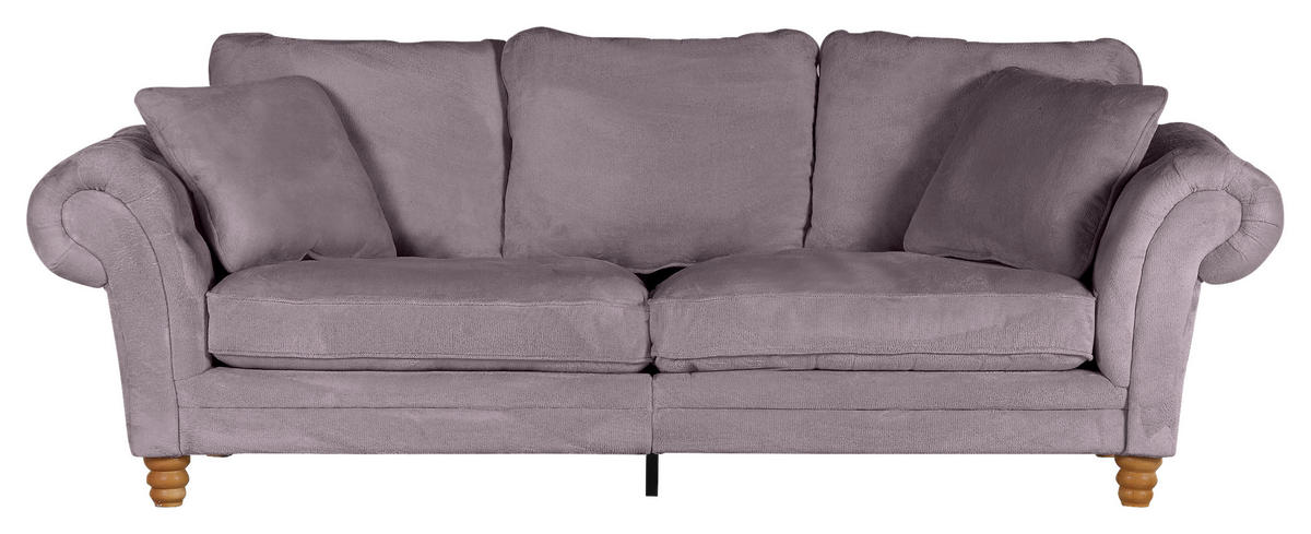 BIG SOFFA i plysch grå  - furufärgad/grå, Trend, trä/textil (273/85/110cm) - MID.YOU