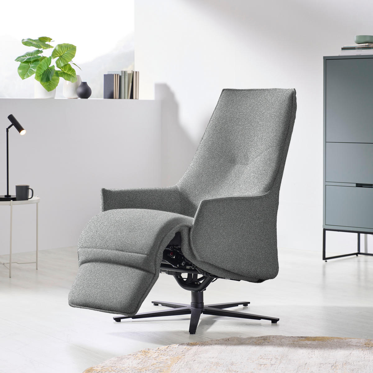 RELAXSESSEL in Textil Hellgrau  - Anthrazit/Hellgrau, Design, Textil/Metall (70/112/85cm) - Himolla Komfortklass