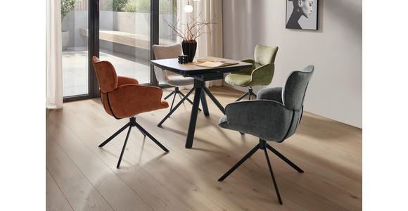 ESSTISCH in Keramik, Holzwerkstoff 90-130/90/76 cm  - Schwarz/Grau, Design, Keramik/Holzwerkstoff (90-130/90/76cm) - Novel