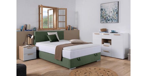 BOXBETT 90/200 cm in Grün - Chromfarben/Grün, KONVENTIONELL, Kunststoff/Textil (90/200cm) - Carryhome