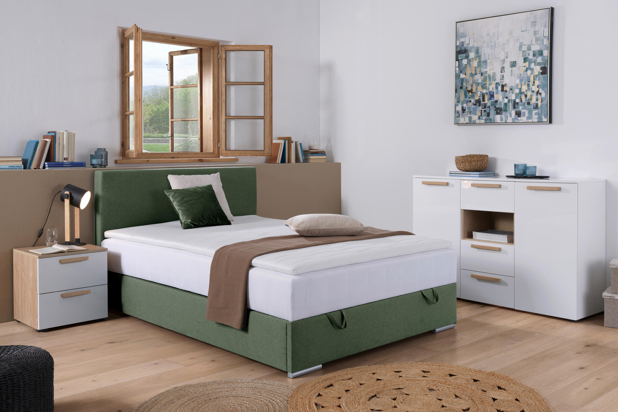 POSTELJA Z VZMETNICO 90 cm x 200 cm , tekstil zelena - barve kroma/zelena, Konvencionalno, umetna masa/tekstil (90/200cm) - Carryhome