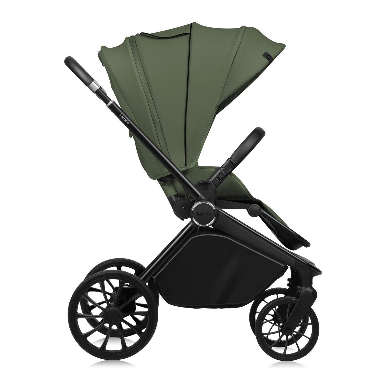 KINDERWAGENSET  Mika Plus 3 in 1  Green Olive  - Schwarz/Olivgrün, Basics, Textil (93/62/110cm) - Lionelo