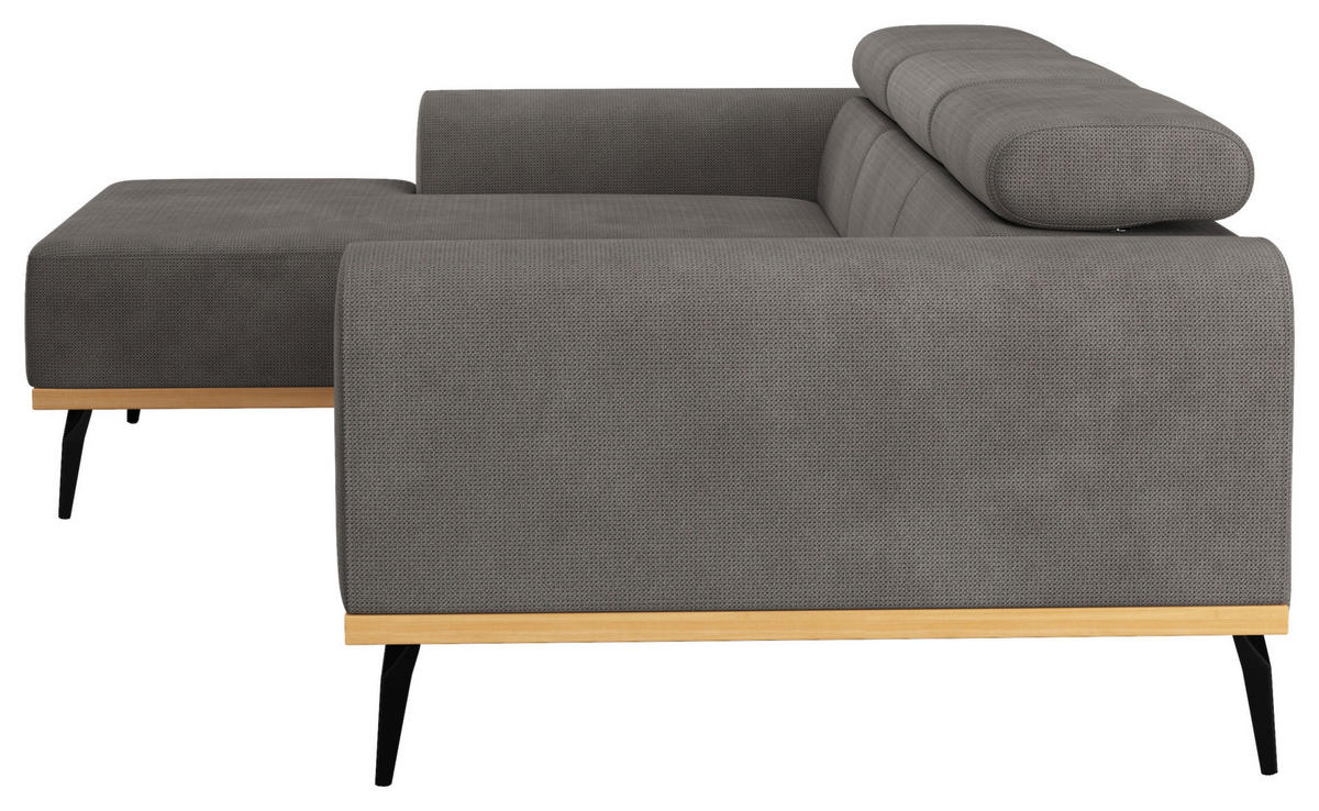 ECKSOFA in Chenille Dunkelgrau  157/244 cm  - Dunkelgrau/Schwarz, KONVENTIONELL, Textil/Metall (157/244cm) - Cotta