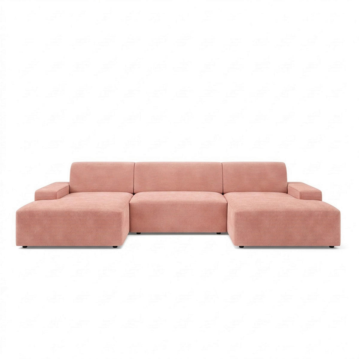 WOHNLANDSCHAFT Cord Pink  - Pink/Schwarz, Modern, Kunststoff/Textil (162/329/162cm) - Trendmanufaktur