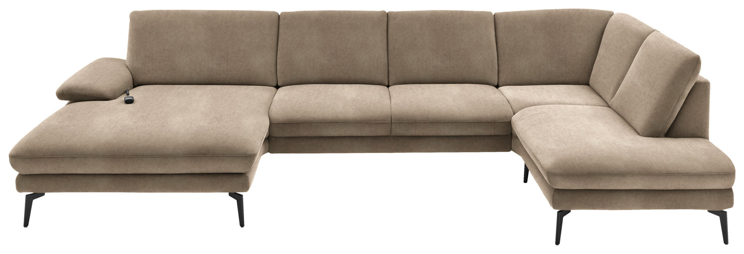 WOHNLANDSCHAFT in Velours Hellbraun  - Hellbraun/Schwarz, Design, Textil/Metall (180/344/208cm) - Dieter Knoll