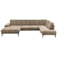 WOHNLANDSCHAFT in Velours Hellbraun  - Hellbraun/Schwarz, Design, Textil/Metall (180/344/208cm) - Dieter Knoll