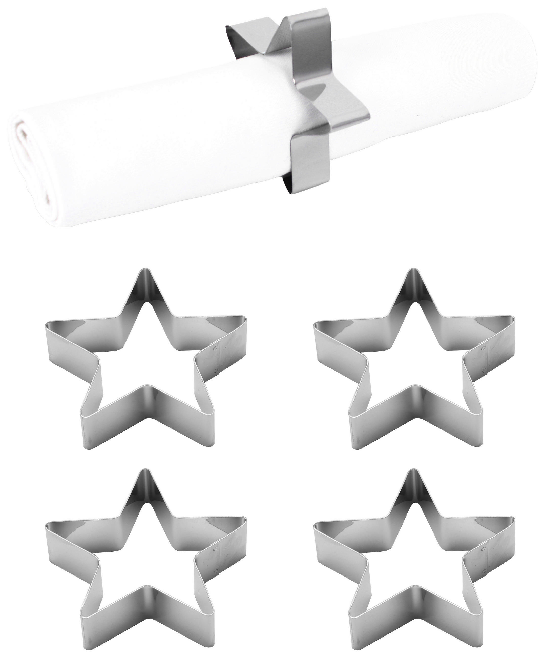 SERVIETTENRING 7 cm  4 Stück  - Silberfarben, Design, Metall (7cm) - Echtwerk