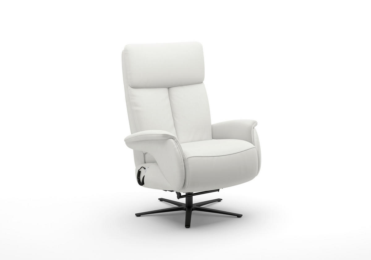 RELAXSESSEL in Leder Weiß  - Schwarz/Weiß, Basics, Leder/Metall (86/115/86cm) - Sit & More