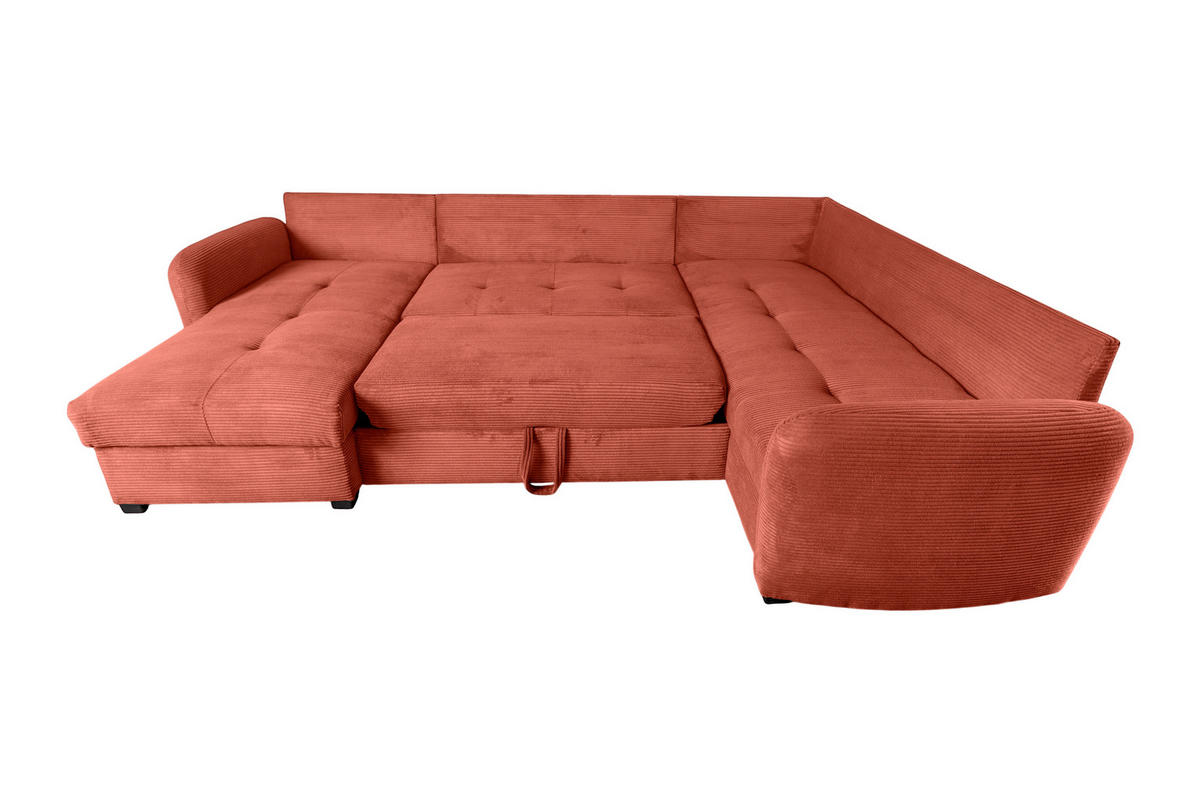 WOHNLANDSCHAFT SORINA Orange Cord  - Schwarz/Orange, Design, Kunststoff/Textil (157/305/202cm) - MID.YOU