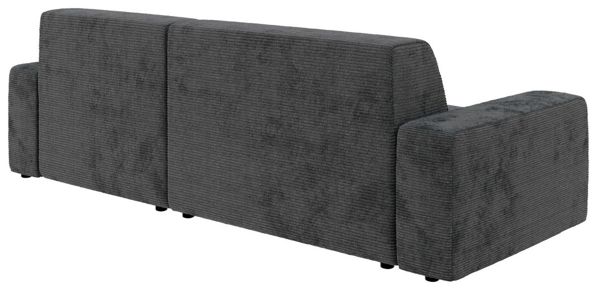 ECKSOFA in Cord Dunkelgrau  - Dunkelgrau/Schwarz, Modern, Kunststoff/Textil (246/162cm) - Trendmanufaktur