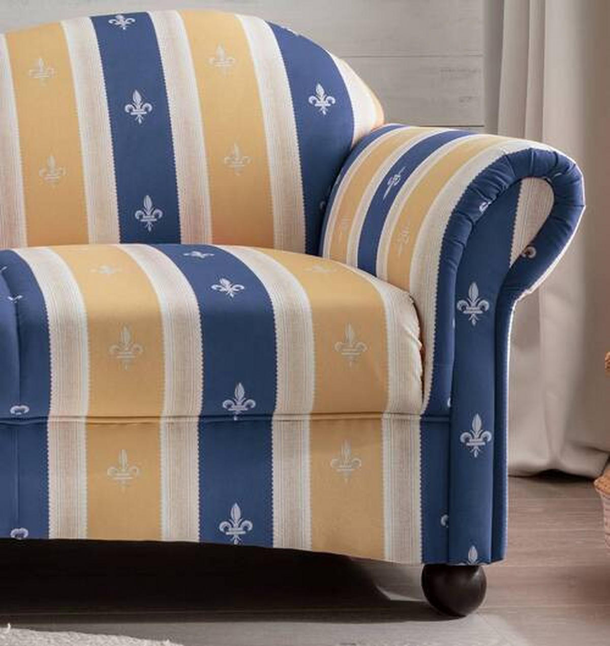 OTTOMANE in Mikrofaser Blau  - Wengefarben/Blau, KONVENTIONELL, Holz/Textil (190/84/86cm) - Livetastic
