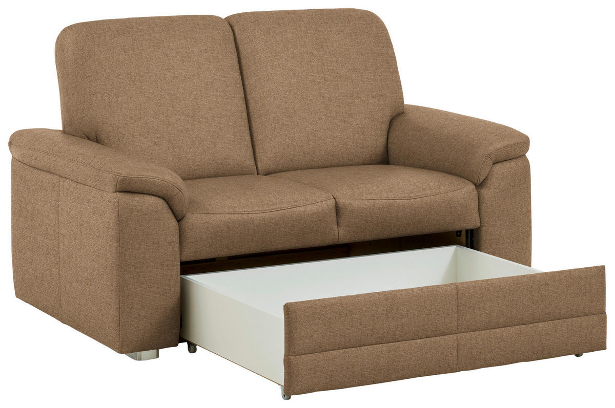 2-SITZER-SOFA Chenille Altrosa, Hellbraun  - Hellbraun/Alufarben, Konventionell, Textil/Metall (156/96/89cm) - Beldomo Comfort