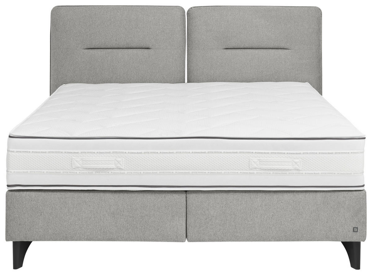 BOXSPRINGBETT 180/200 cm  Hellgrau  - Hellgrau/Schwarz, Design, Holz/Holzwerkstoff (180/200cm) - Dieter Knoll