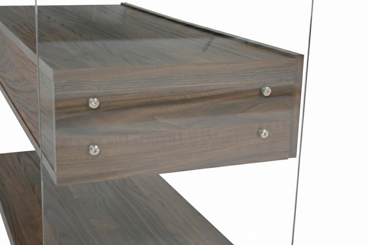 ECKSCHREIBTISCH 145/100/76 cm Walnussfarben Stauraum, seitenverkehrt montierbar  - Eichefarben/Walnussfarben, Design, Glas/Holzwerkstoff (145/100/76cm) - MID.YOU