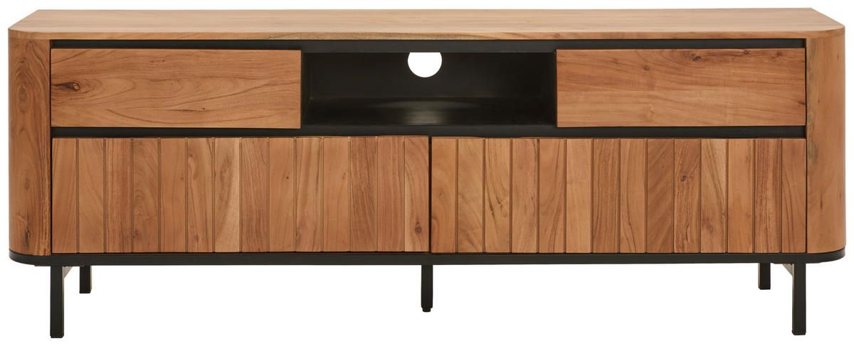 LOWBOARD Nara  in 177/62,5/42 cm  - Schwarz/Naturfarben, KONVENTIONELL, Holz/Metall (177/62,5/42cm) - Livetastic