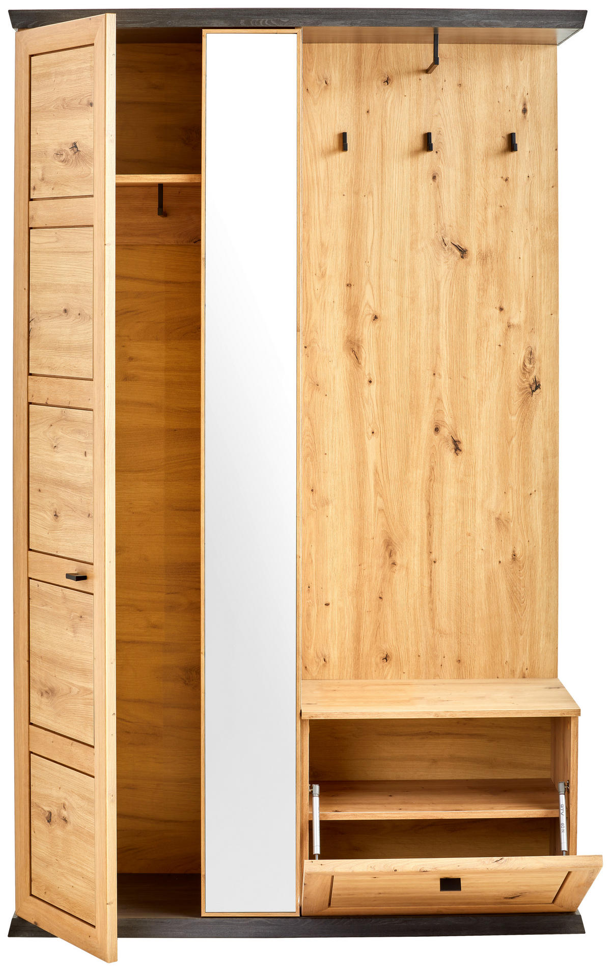 GARDEROBE  in 123/196,7/38,5 cm  - Dunkelgrau/Eiche Artisan, LIFESTYLE, Holzwerkstoff (123/196,7/38,5cm) - Hom`in