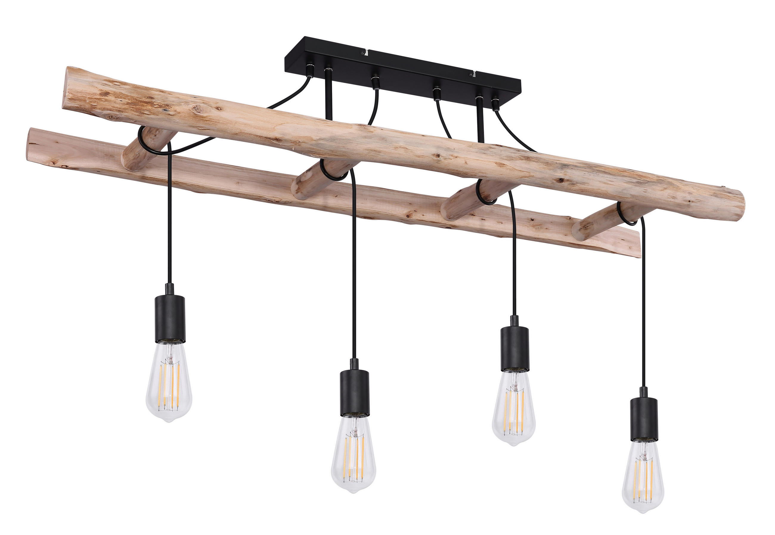 HÄNGELEUCHTE 115/30/80 cm   - Schwarz/Naturfarben, Natur, Holz/Metall (115/30/80cm) - Globo