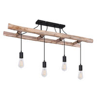 HÄNGELEUCHTE 115/30/80 cm    - Schwarz/Naturfarben, Natur, Holz/Metall (115/30/80cm) - Globo
