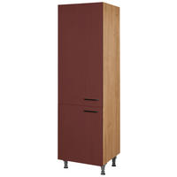GESCHIRRSCHRANK 60/216,6/58 cm  in Rot, Eichefarben  - Eichefarben/Rot, MODERN, Holzwerkstoff/Metall (60/216,6/58cm) - Nobilia